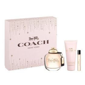 COACH NEW YORK 3 PCS SET FOR WOMEN: 3 OZ EAU DE PARFUM SPRAY + 0.25 EAU DE PARFUM SPRAY + 3.3 BODY LOTION