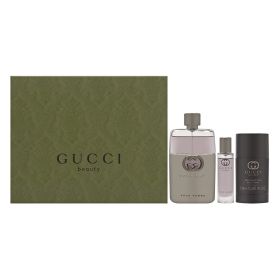 GUCCI GUILTY POUR HOMME 3 PCS SET: 3 OZ EAU DE TOILETTE SPRAY + 0.5 EAU DE TOILETTE SPRAY + 2.4 DEODORANT STICK