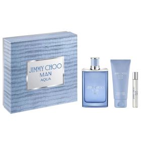 JIMMY CHOO MAN AQUA 3 PCS SET FOR MEN: 3.3 EAU DE TOILETTE SPRAY + 0.25 EAU DE TOILETTE SPRAY + 3.3 SHOWER GEL.