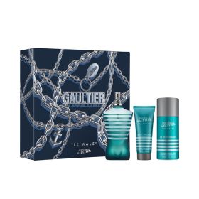 JEAN PAUL GAULTIER LE MALE 3 PCS SET FOR MEN: 4.2 EAU DE TOILETTE SPRAY + 2.5 SHOWER GEL + 5 OZ DEODORANT SPRAY