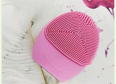 Electric Ultrasonic Beauty Apparatus Electric Silicone Brush (Option: Pink-B)