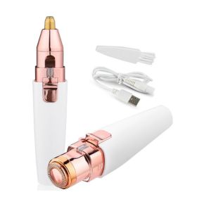 USB Charging Lipstick Shaver 2 In 1 Mini Electric Eyebrow Trimmer Facial Shaver Hair Removal Instrument (Option: USB)