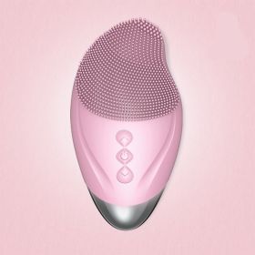 Heated electric silicone cleansing instrument (Color: Pink)